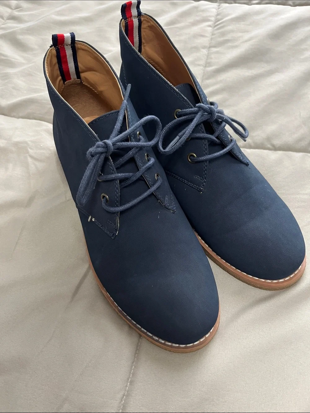 Tommy Hilfiger Navy Chukka Boots with Red-White-Blue Heel Tab